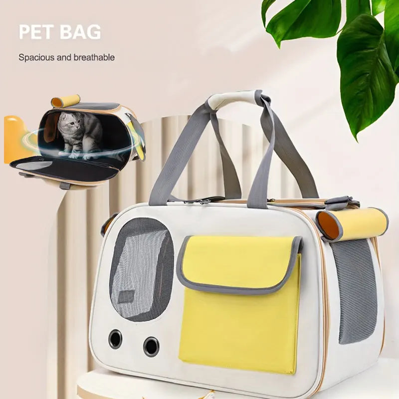 Portable Pet Carrier - Ventilated, Foldable, Space Capsule Design, Single-Shoulder Bag for Easy Travel - Perfect for Cats & Smal