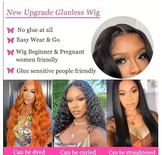 No Glue Wig Human Hair Pre Pull 13x4 HD Wave Lace Wig