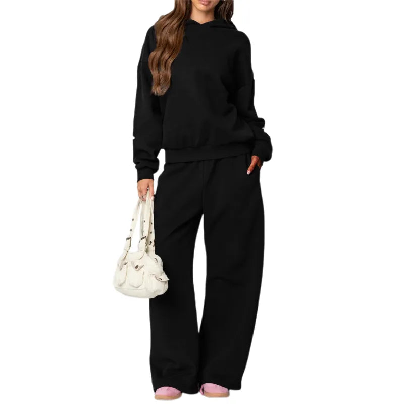 Fleece Hoodie Casual Sports Two-piece Set